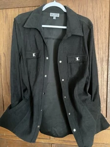 NWT Jacket Shacket Womans 2XL JM Collection Unlined Black Buttons Snap Pockets - Picture 1 of 10