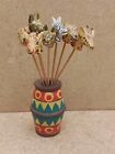 Decorative Display wood wooden pot tub with animals heads on sticks like hobby h