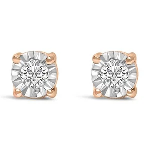 Silver 1/10 Cttw Round Brilliant-Cut Lab-Created Diamond Solitaire Stud Earrings - Picture 1 of 21