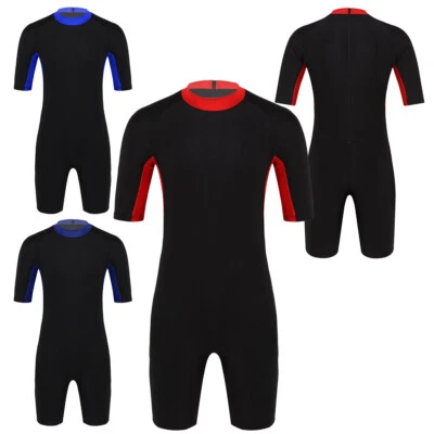 Männer Kurz Neoprenanzüge Reißverschluss hinten Shorty Overall Badebekleidung - Bild 1 von 3