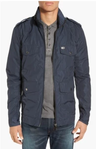 Diesel Men M Dirt Field Jacket Pockets Utility Full Zip Blue - Picture 1 of 10