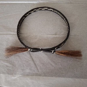 Handmade Braided Horsehair Western Hatband 2 tassels half inch Wide 23.5" - Picture 1 of 5