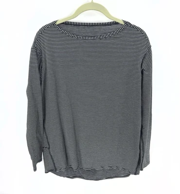 Top Lululemon Back In Action Manga Larga Negro Blanco Rayas Talla 6 Algodón Pima Foto 1 de 4