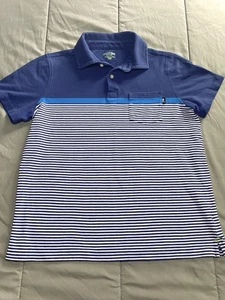 Boys Vineyard Vines Surfside Pique Polo Shirt Size L (16) Block Blue Striped - Picture 1 of 9