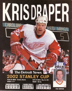 Póster a color 8x10 Kris Draper Detroit Red Wings 2002 Detroit Free Press - Imagen 1 de 2