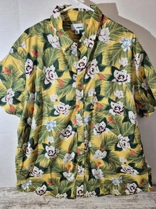 Camicia Aloha Hawaiana Tg XL Sonoma Cotone Elasticizzato Tropicale Floreale Giallo/Verde - Foto 1 di 3
