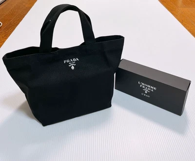 Bolsa tote de cosméticos de lona preta Prada alça de beleza presente VIP - Nova na caixa - Imagem 1 de 4