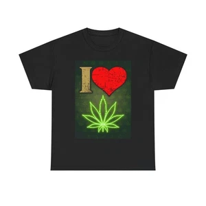 T-shirt I Love Weed maglietta divertente grafica erba 420 unisex cotone pesante - Foto 1 di 5
