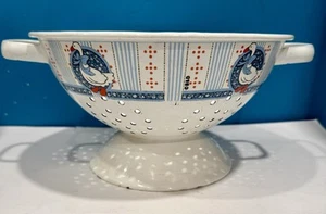 Vintage Standfuß 9" Sieb Emaille Land Gänse Design Enten Sieb B&D - Bild 1 von 8
