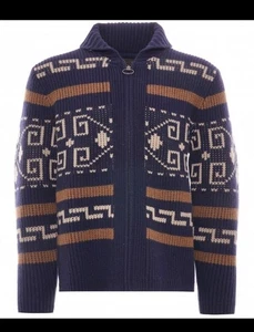 Men's SMALL PENDLETON Westerley Sweater - Navy Blue & Brown - The Big Lebowski - Picture 1 of 9