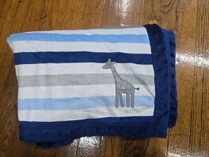 Child Of Mine Carter's Fleece Babydecke Blau Streifen Giraffe Minky Kuschelig - Bild 1 von 6