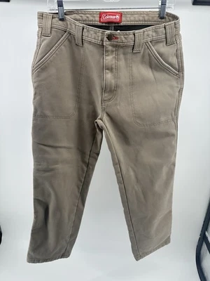 Coleman Men's Carpenter Pants Tan With Green Fleece Lining Size 32x30 - Image 1 of 4