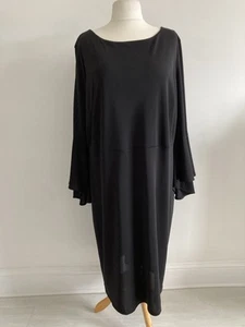 Baylis And May Black Slinky Pencil Dress With Trumpet Sleeves Size 26 - Picture 1 of 4