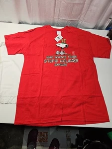 Camisetas De Colección Navidad-Brillantes-Snoopy Colecciones GILDAN ALGODÓN PESADO L" Rojo - Imagen 1 de 4