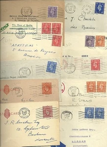 1937/54 10 x DIFF KGVI POSTAGE RATES & STAMPS ON COVERS & CARDS >UK & OVERSEAS - Picture 1 of 1