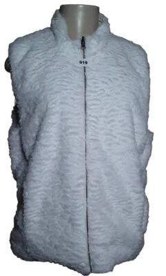 Chaleco Fever para mujer sin mangas marfil cuello falso imitación piel cremallera completa mediano exterior top Foto 1 de 4