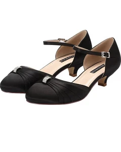 ERIJUNOR Women Comfort Low Kitten Heel Buckle Ankle Strap Bridal Wedding Shoes - Picture 1 of 23