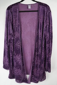 Cardigan Womens Size 20-22W Velvet Burnout Purple Stretc Whimsigoth Fairy Grunge - Picture 1 of 12