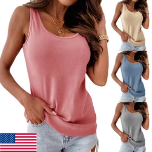 Women Sleeveless Vest Tank Tops Cami Casual Loose Fit Ladies Shirt Tee Plus☆ ✔ - Picture 1 of 20
