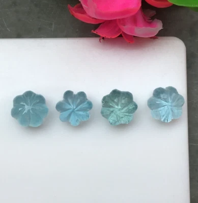 Fantastic aquamarine melon carving cabochon 4 pieces handmade design 11.45 carat - Image 1 of 4