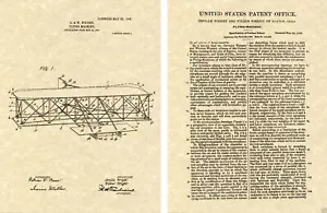 WRIGHT FLYER PATENTE DE EE. UU. de AVIÓN Impresión Artística LISTO PARA MARCO Hermanos Orville 1903 - Imagen 1 de 1