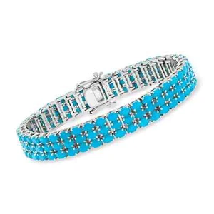 Colleen Lopez Sleeping Beauty Turquoise 3-Row Tennis Bracelet Sterling Medium - Picture 1 of 3