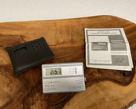 VTG Micronta Micro LCD Travel Alarm Clock 63-704 Radio Shack Tandy Case Manual Cover