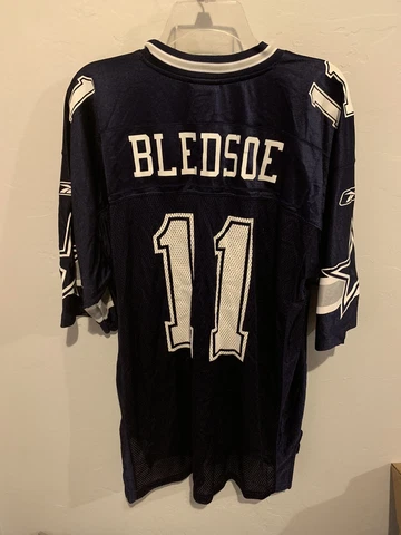 Dallas Cowboys Jersey Large NFL Reebok #11 Drew Bledsoe Blue And Silver Cover