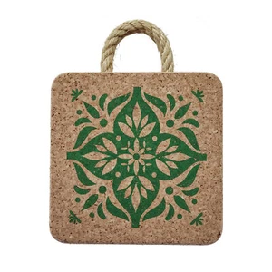 Viking Natural Cork Hot Pads/Trivets - Green Portuguese Tile - Made in Portugal - Picture 1 of 1