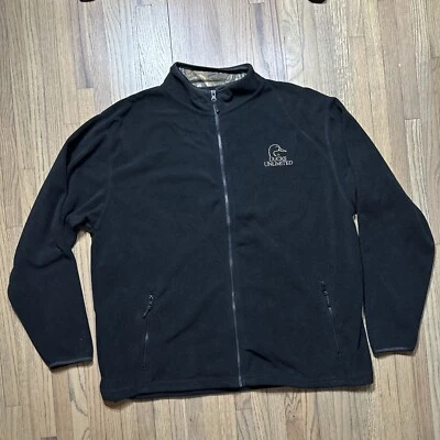Ducks Unlimited Men's Fleece Jacket SZ XL Black Full Zip Sweater Hunting Duck - Image 1 of 4