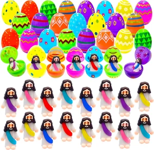 24 Pcs Prefilled Easter Eggs with Mini Jesus Figurines Resin Toys Great - Picture 1 of 12