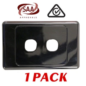 1 x 2 Gang Wall Plate - BLACK - Electrical Wallplate Empty Switch plate - SAA - Picture 1 of 3