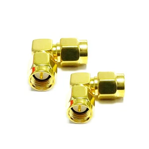 2PCS SMA male to SMA male plug RF coax adapter Right Angle connector goldplated - Picture 1 of 7