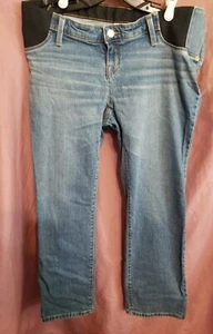 Women's Isabel Maternity Expandable Side Panel straight crop Blue Jeans Sz 4 - Picture 1 of 10