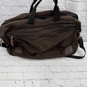 LL Bean Bolso de Lona Grande Correa de Cuero EE. UU. Maleta Marrón Freeport Maine - Imagen 1 de 14