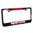 Red Racing Stripe Black Carbon Fiber License Plate Frame - Ford F-150 Raptor