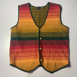 Vintage Structure Vest Mens Large 90s Colorblock Striped Retro Multicolor Unisex - Picture 1 of 8