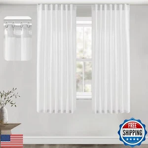 PANELSBURG White Sheer Livingroom Curtains 63 Inches Long for Bedroom Aesthet - Picture 1 of 5