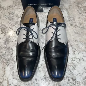 Giorgio Brutini Lace Up Leather Dress Shoe Two Tone Navy/Gray Mens 12M Gotham - Picture 1 of 15