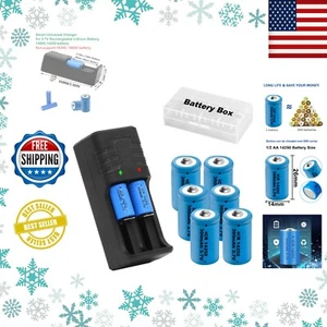 14250 Batterieladegerät mit 6 Stück 1/2 AA 300Mah Akku, Lithium Ionen 1/2 AA Größe B - Bild 1 von 11