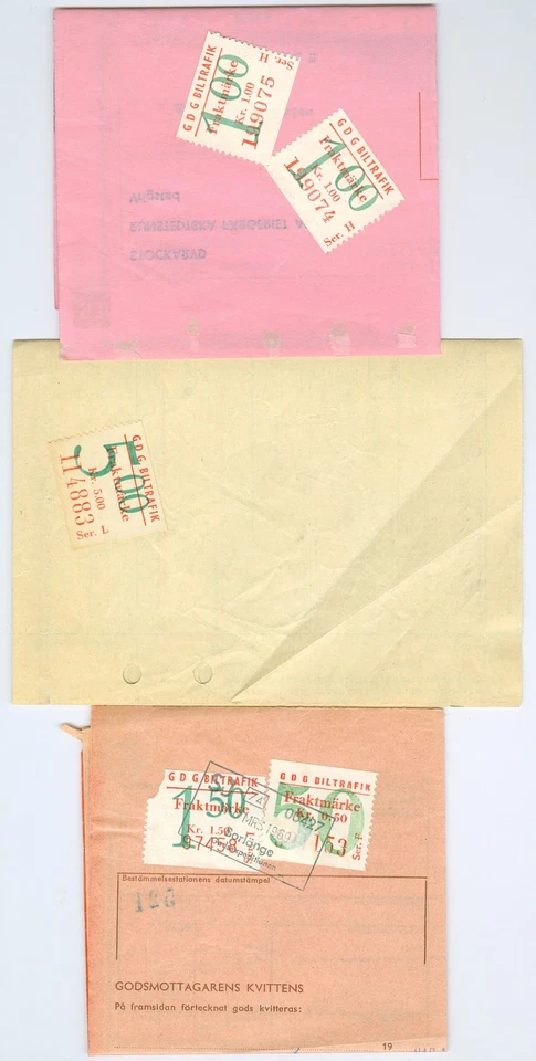 SUECIA: Lote de 3 documentos de flete con sellos de flete 1969 (2). Foto 1 de 1