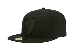 New Era 59Fifty Men Women Cap Las Vegas Raiders Basic Black on Black Fitted Hat - Picture 1 of 5
