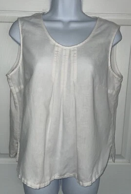 Hot Cotton Marc Ware Sz Medium Petite Linen Blend Sleeveless Top EUC USA Made - Image 1 of 4