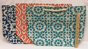 Bolso de playa de lona con correas de cuerda bolso grande azul salmón o azulada geométrico 21x15 - Imagen 1 de 10