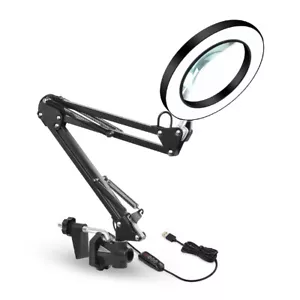 Lampada di ingrandimento 64 LED 5X scrivania tavolo superiore vetro luce di ingrandimento con morsetto US - Foto 1 di 12