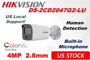 Hikvision DS-2CD2047G2-LU 4MP IP Bullet Camera ColorVu Built-in Microphone 2.8mm - Picture 1 of 7