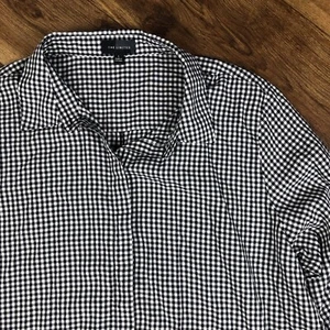 The Limited Women Sz L Dark Blue White Checkered Button Up Shirt Long Sleeve - Picture 1 of 8