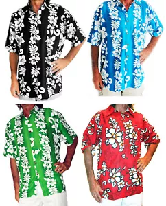 LAUTES HAWAIIANISCHES SHIRT MIT HIBISKUSBLUMEN in Reihen HAG NACHT URLAUB PARTY NEU - Bild 1 von 22