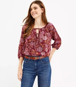 Loft Damen Blumen Tie Neck Bluse Top Größe S UVP $ 65 - Bild 1 von 9