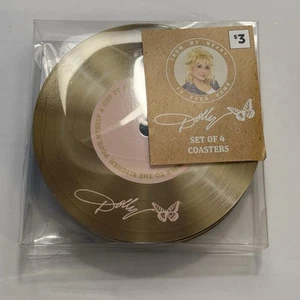 Dolly Parton Dollar General Record Shaped (4) Coasters Pink Label Cup Ambition - Picture 1 of 4